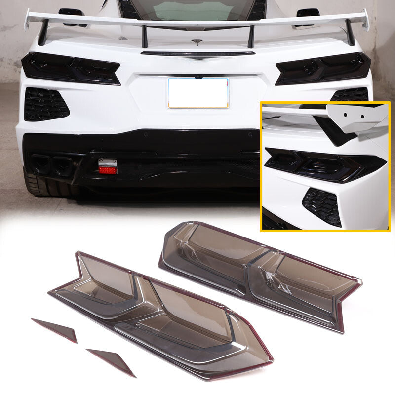 Smoked rear taillight trim with BlackOuts lens cap for C8 for Corvette 2020 - 2023