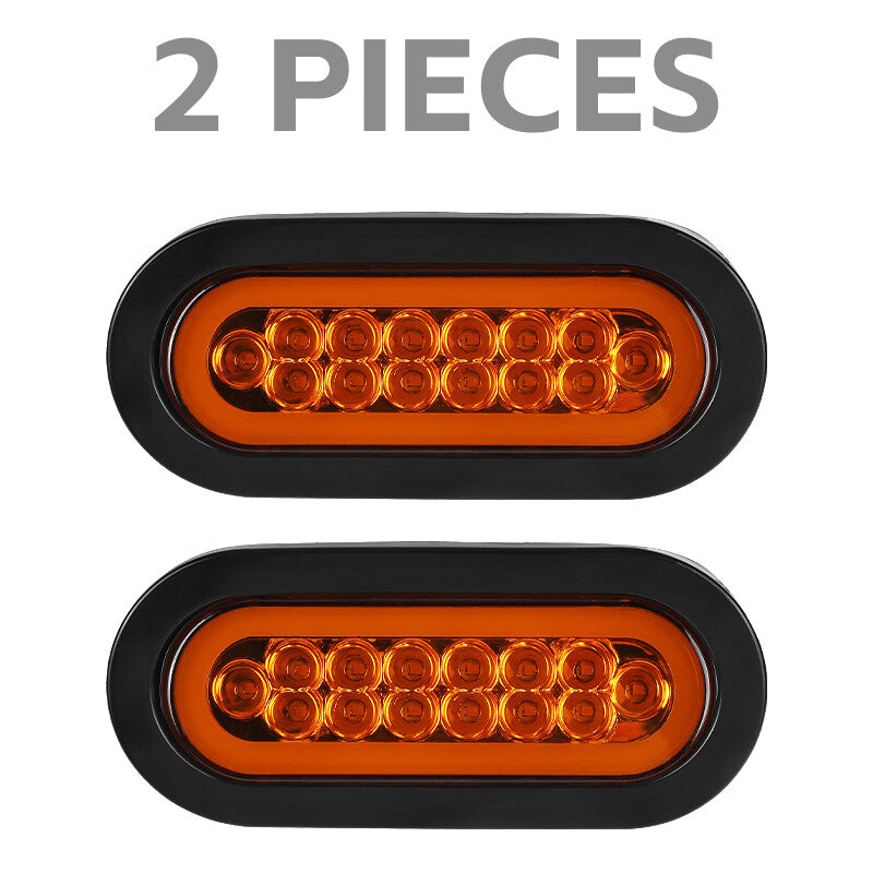 2X Yellow 6 Oval LED Trailer Truck Sealed Brake Stop Turn Tail Lights w/Grommet