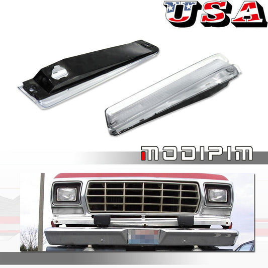 Transparent front turn signal light housing kit for 73-79 for Ford F-150 trucks and 78-79 Mustangs.