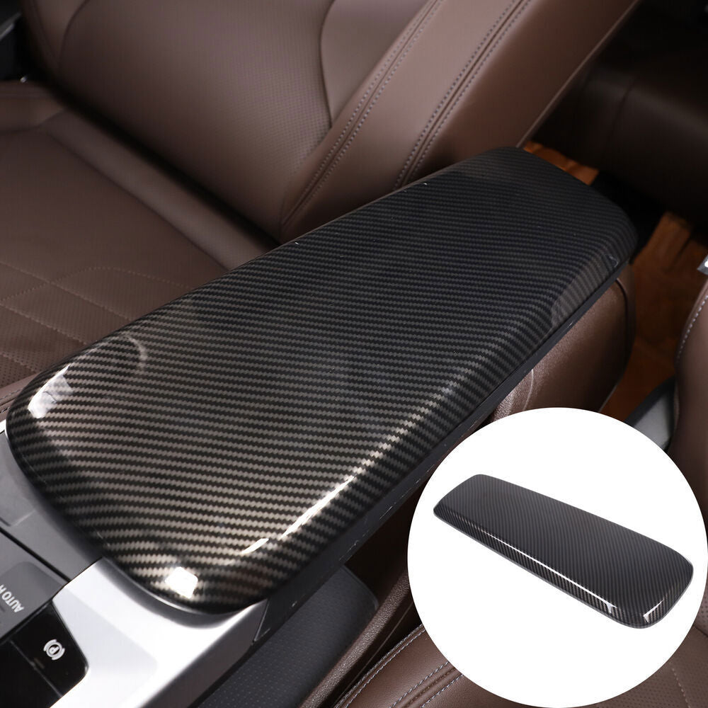 Carbon Fiber Look Inner Armrest Storage Box Trim Cover Fit for BMW X1 2023-2025