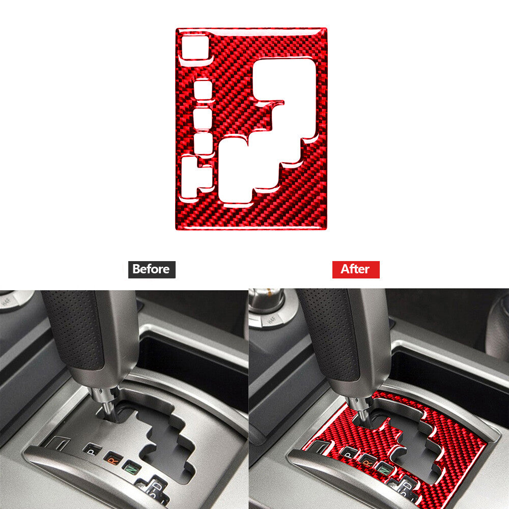Red Carbon Fiber Gear Shift Panel Decorative Cover Trim for Toyota 4Runner 10-20