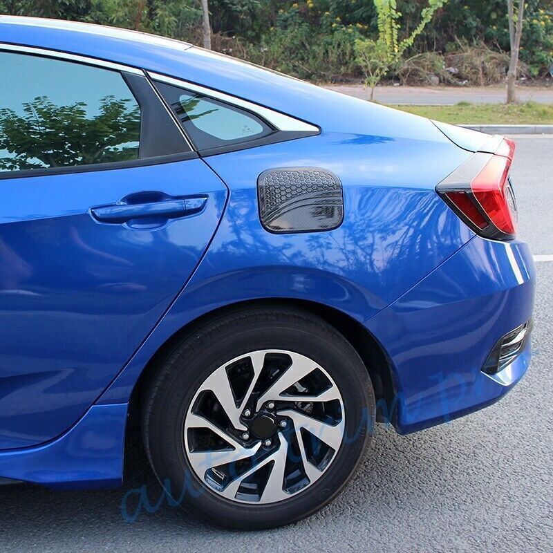 1X Carbon Fiber Style Fuel Filler Oil Gas Cap Cover Trim for Honda for Civic 19-2021