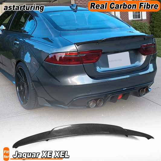 Fit for Jaguar XE XEL X760 2016-18 REAL Carbon Fiber Rear Trunk Spoiler Wing Lip