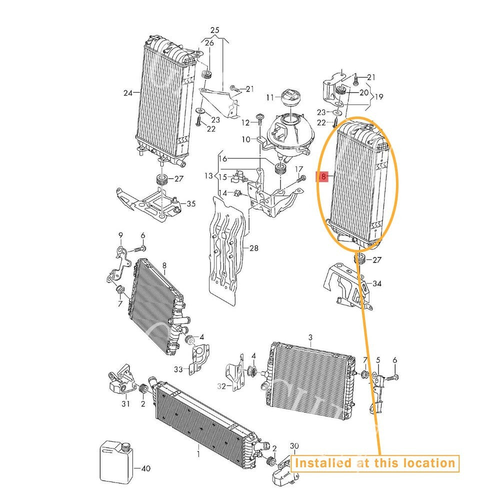 Left Rear Auxiliary Radiator for Lamborghini for Audi R8 Equipment Manufacturer: 4S01212A