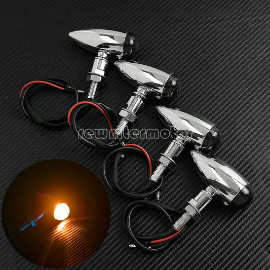 4pc Amber Bullet Turn Signal Indicator Flasher Light Fit For Softail Touring CVO
