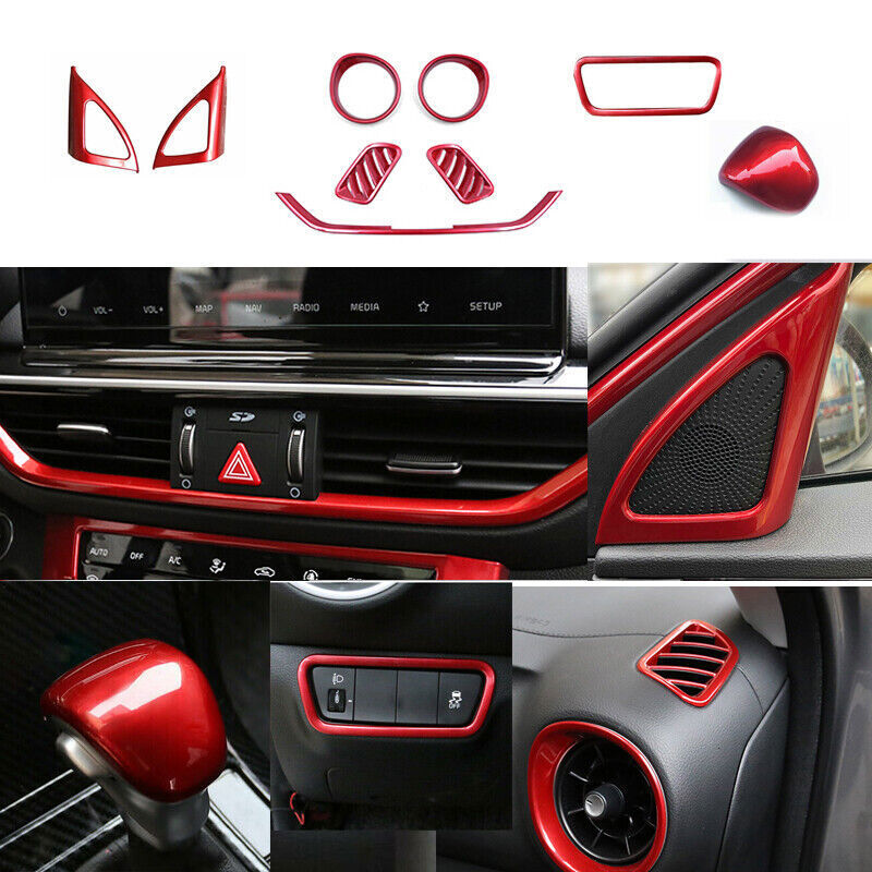 for Kia Forte/K3 2019-23 Red ABS Sport Interior Full SET Decor Cover Trim Kit 9x