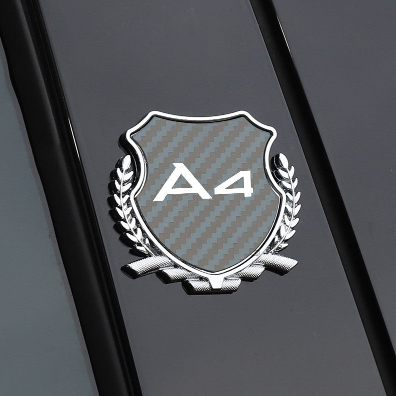 Carbon fiber decals/stamps for Audi for A4 car side fenders and windows.