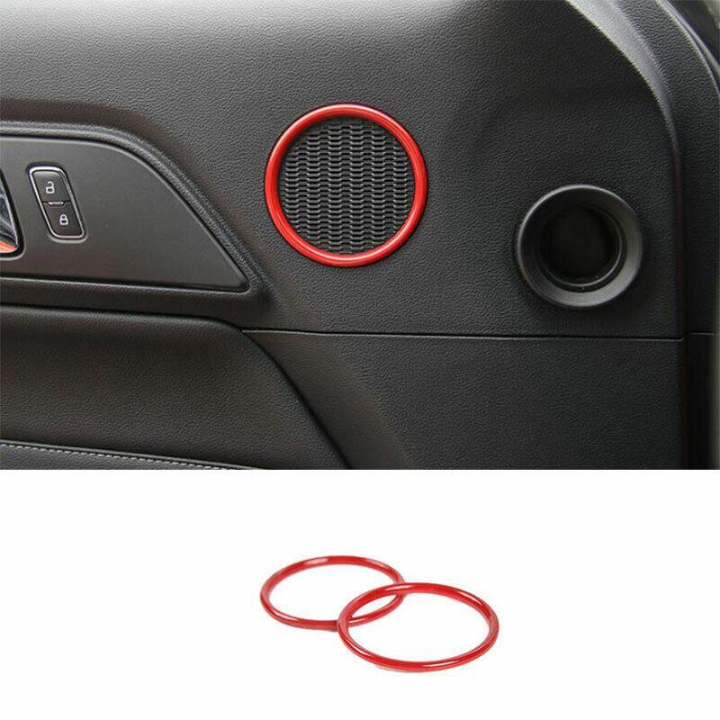 for Ford for Mustang 2015-2022 ABS Paint Red Inner Door Horn Frame Cover Trim 2PCS
