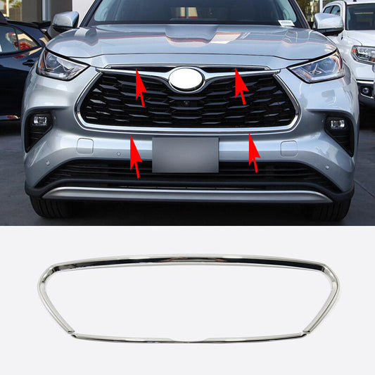 ABS Chrome Front bumper Grille Grill Cover Trim for Toyota Highlander 2020-2023