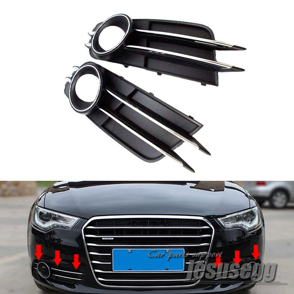 2x Front Bumper Fog Light Lamp Grille Cover LR Pair for Audi A6 C7 2012-2014