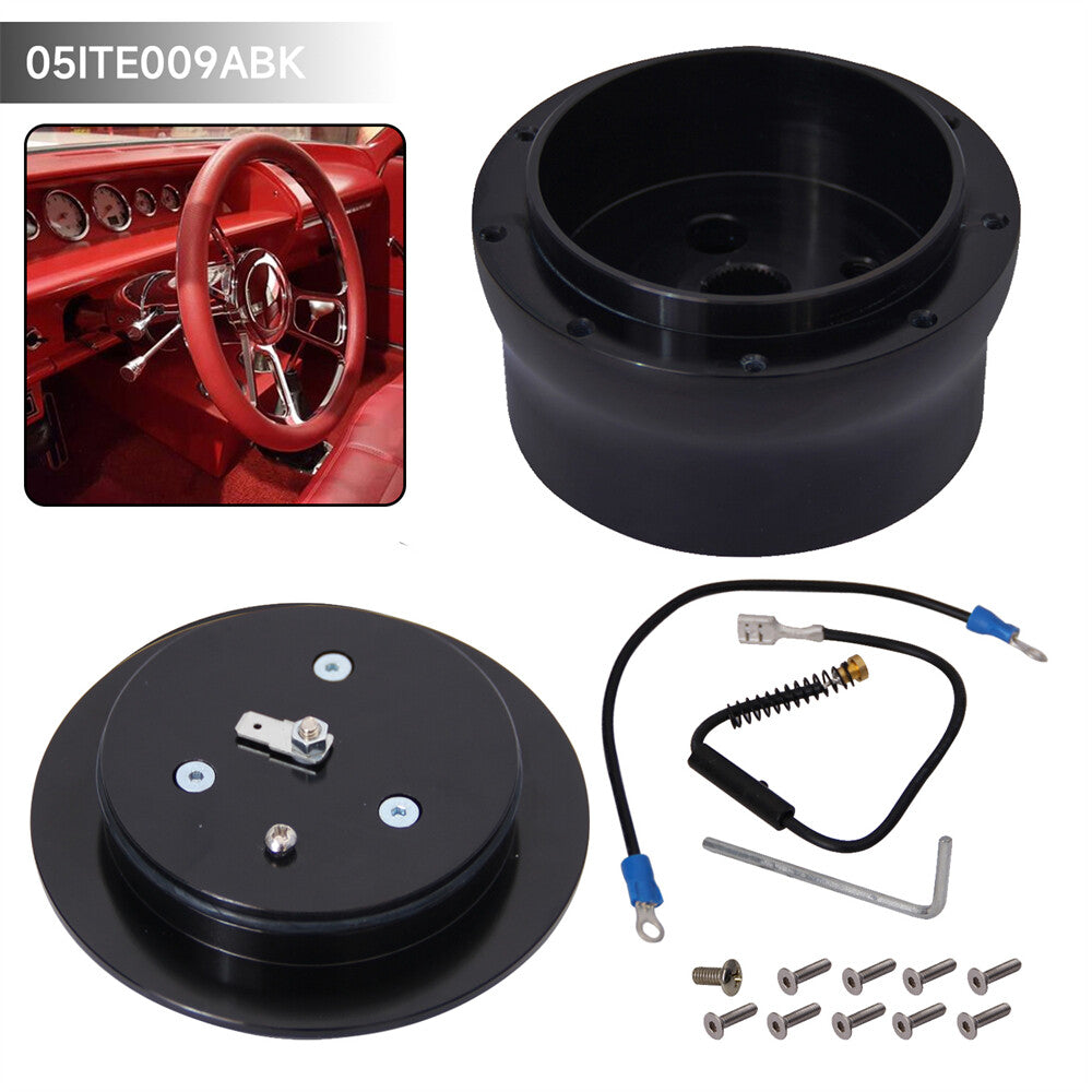 9 Hole Chrome Aluminium Steering Wheel Adapter for GMC for Chevy 69-94 Hot Rod Black