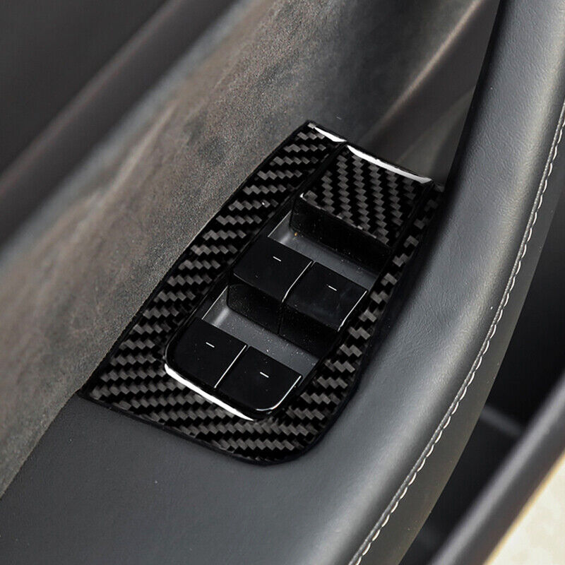 Real Carbon Fiber Car Window Switch Panel Cover Trim For 2017-2021 for Tesla Model 3