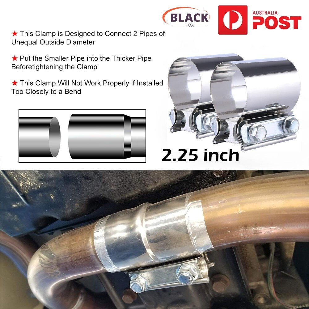 2.25 InStainless Steel Butt Joint Band Exhaust Clamp Sleeve for Muffler Downpipe