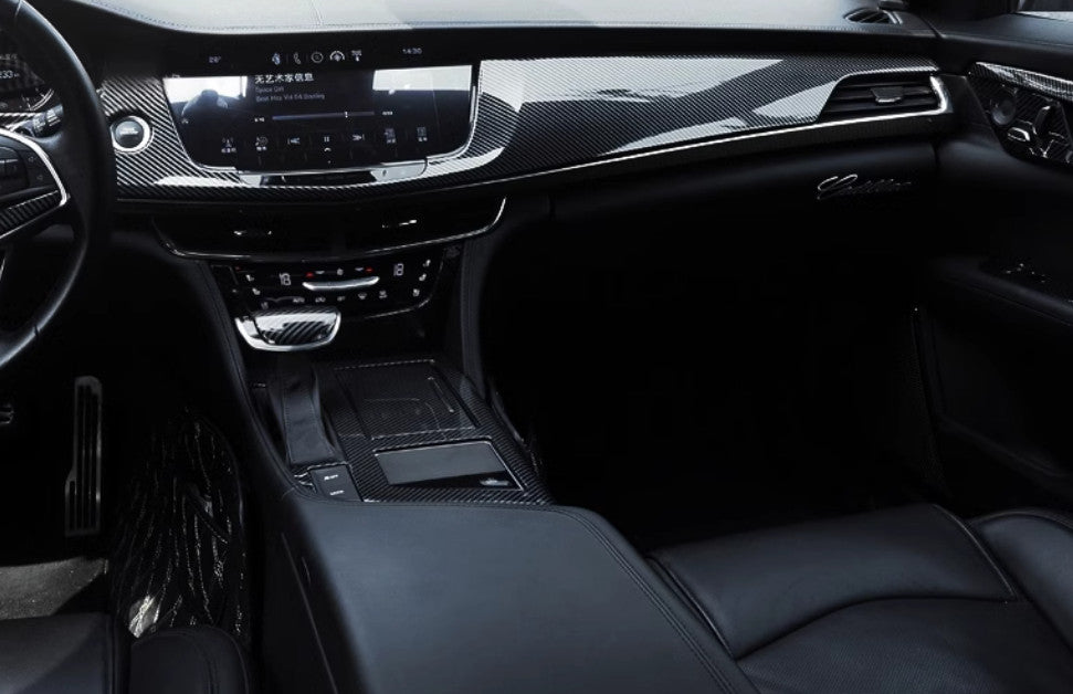 Carbon Fiber Center Console Gear Shift Panel Cover for Cadillac CT6 2019-2023
