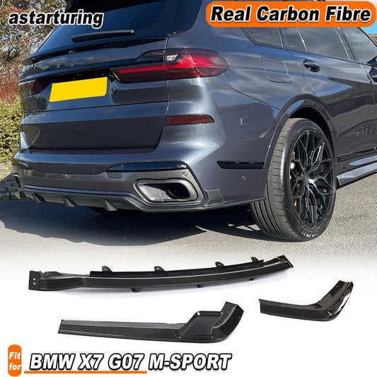 3PCS REAL CARBON Rear Bumper Diffuser Lip for BMW X7 G07 M-SPORT 4-Door 2019-21