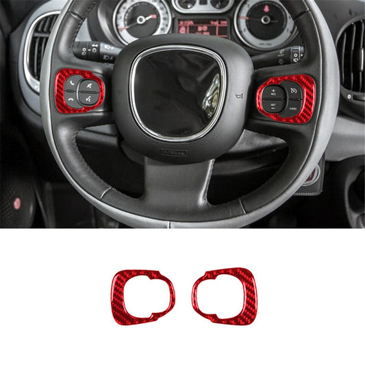 Red Carbon Fiber Steering Wheel Accent Interior Trim For 2014-2017 for Fiat 500L