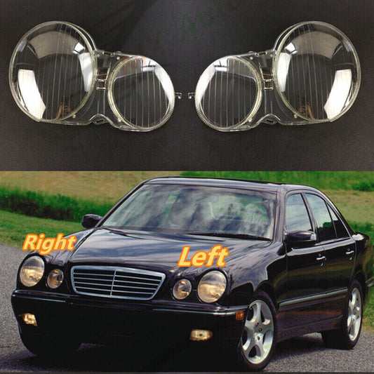 2Pcs Front Headlight Lens Shell+Seal Glue for Mercedes W210 E-Class 1995-2000