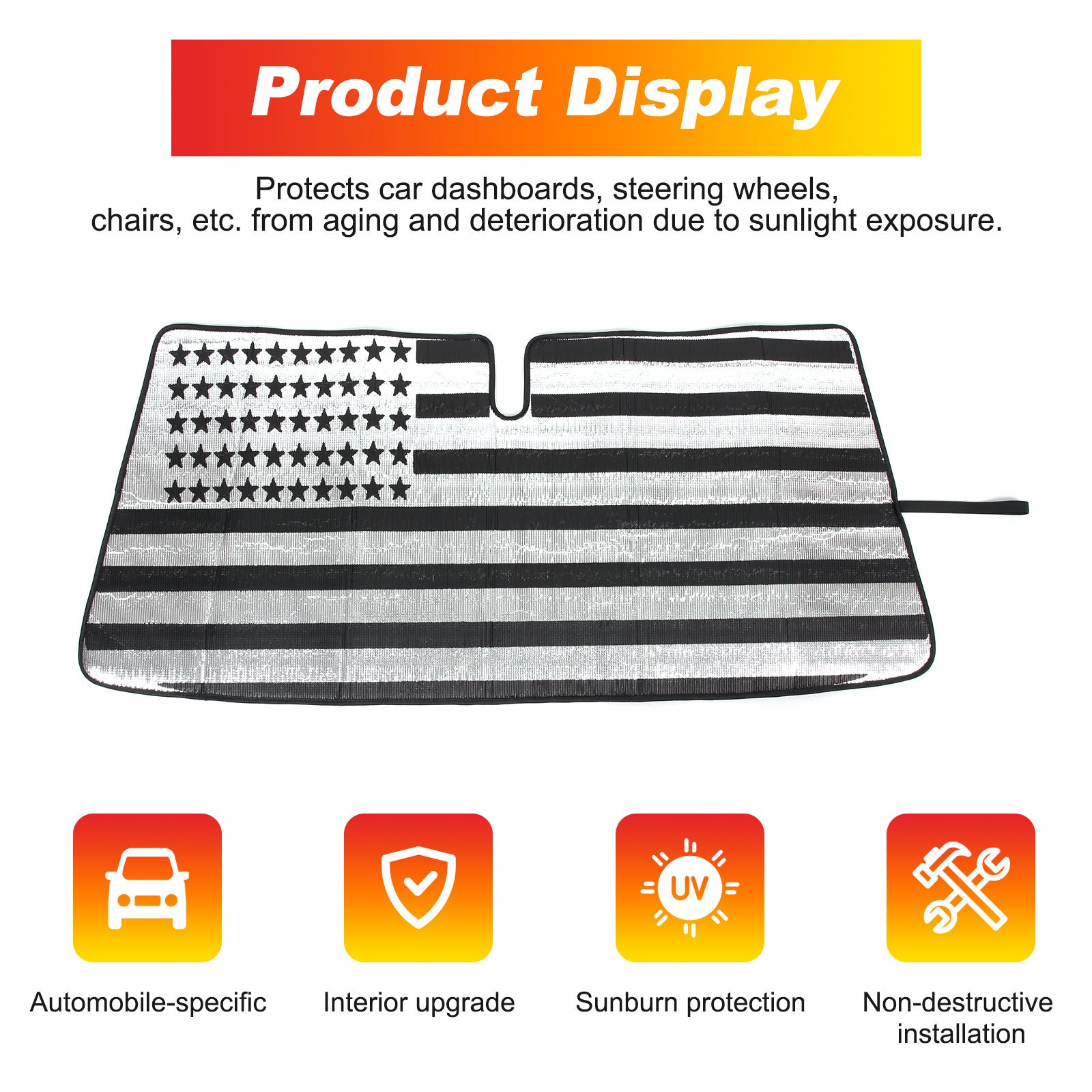 American Flag Windshield Sunshade UV Block Cover for Toyota Tacoma 2016-2022 1X
