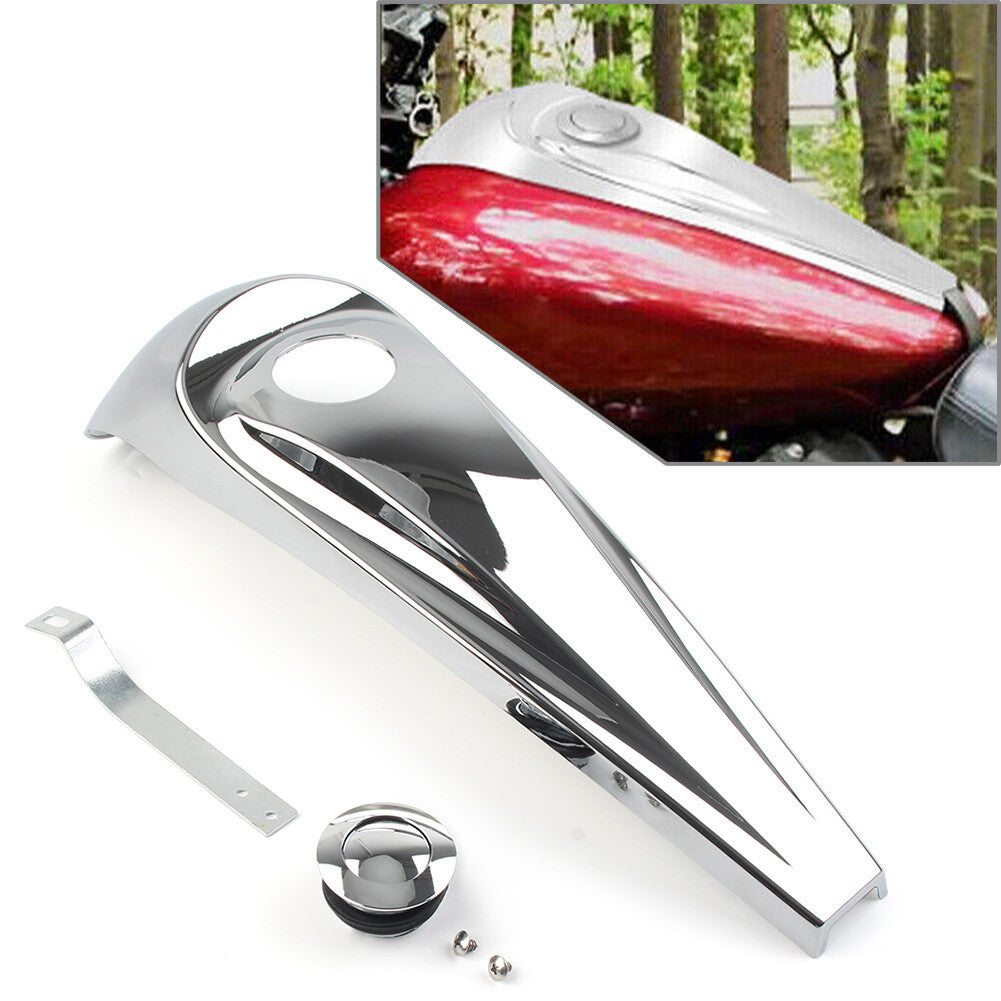 for Harley Touring 2008-2022 Gloss Dash Fuel Console Cover + Gas Tank Cap Chrome