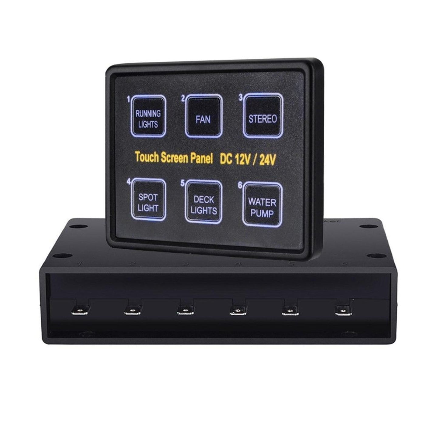 6 Gang LED Capacitive Switch Panel Touch Control Panel Box for Car Marine Boat E