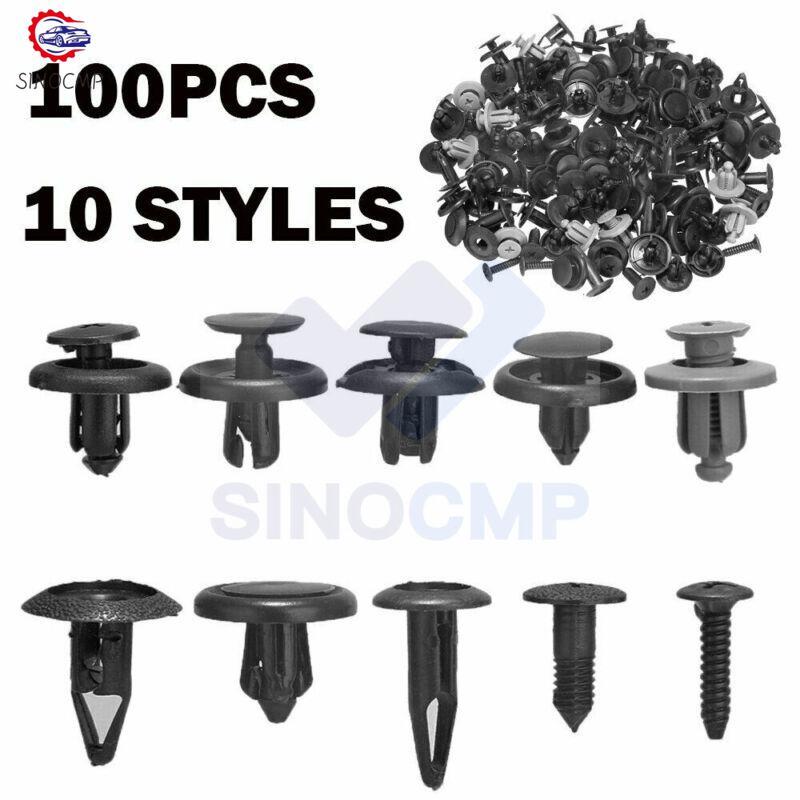 100 Trunk Screw Rivets Set Car Bumper Fender For Auto Plastic Fastener Clip New