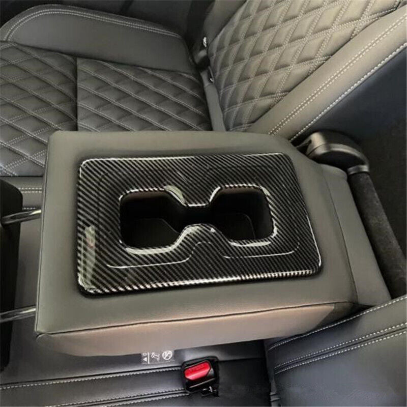 Carbon Fiber Rear Water Cup Holder Cover Trim for Mitsubishi Outlander 2022 2023