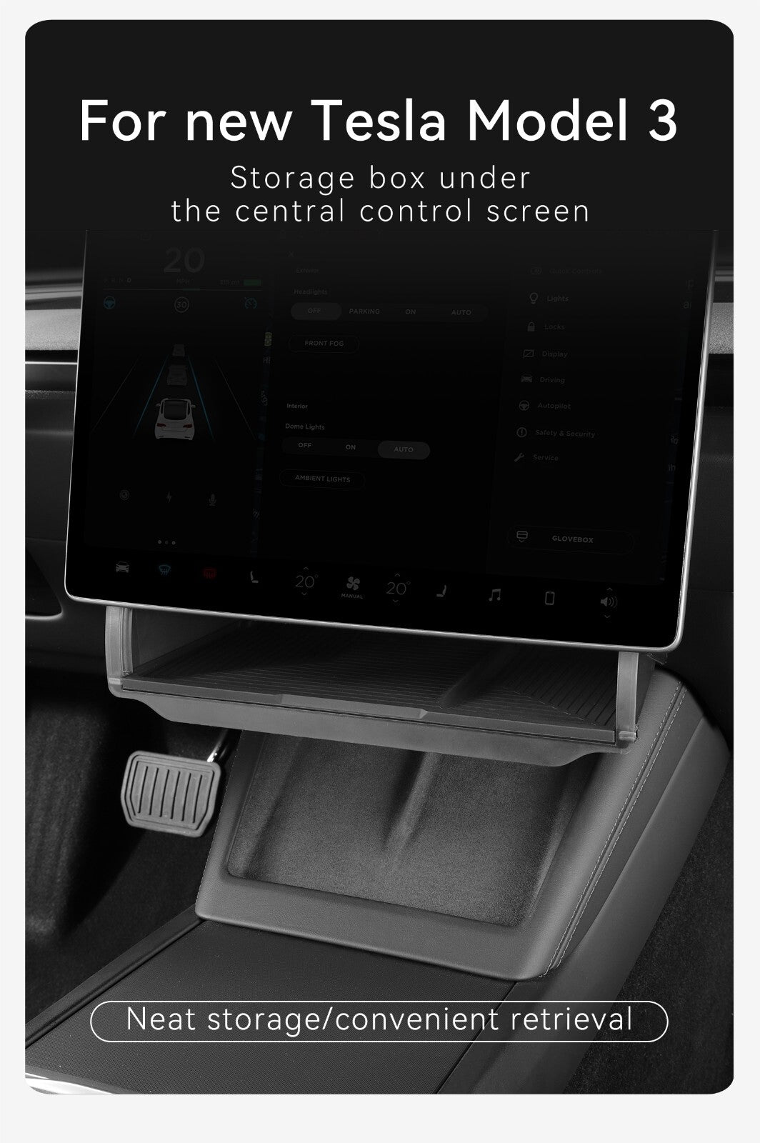for Tesla Model 3 Highland 2024 Storage Box Organizer Under The Central Screen
