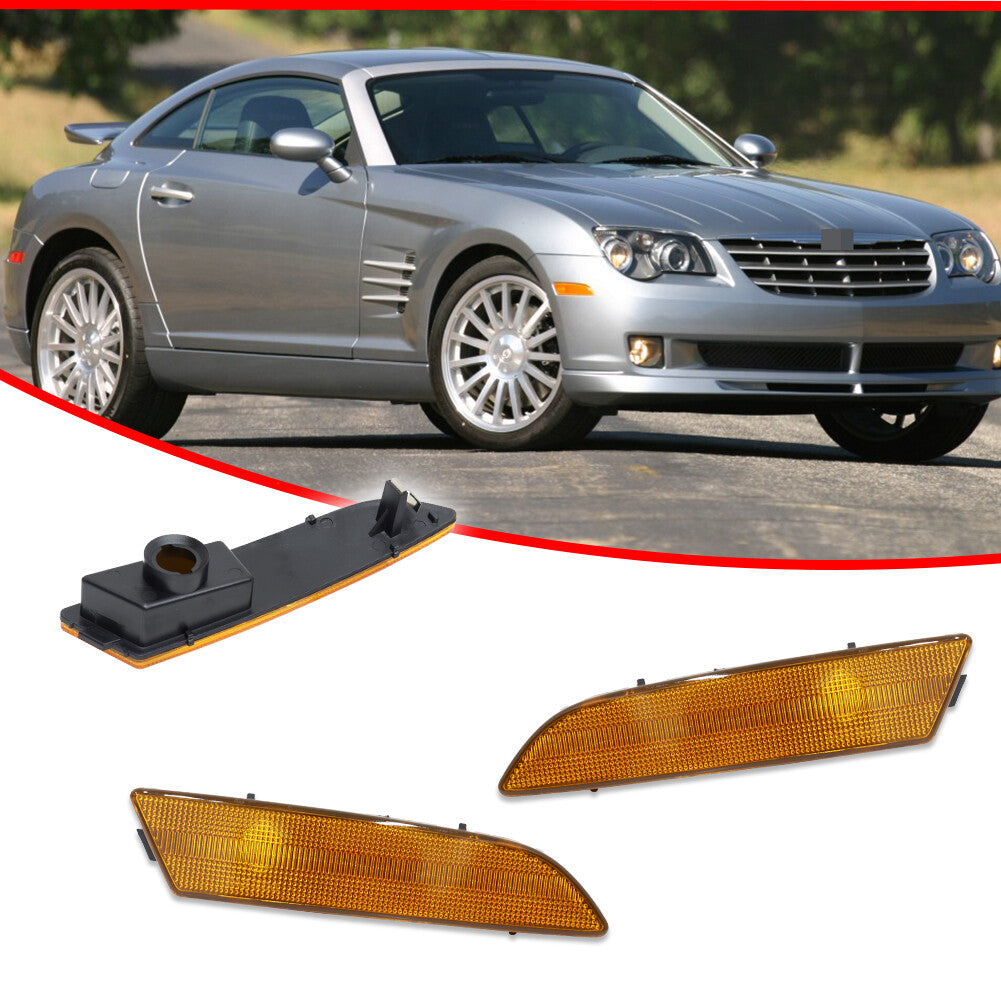 2-Piece Amber Front Marker Light Housing Kit for 04-08 for Chrysler Crossfire SRT-6
