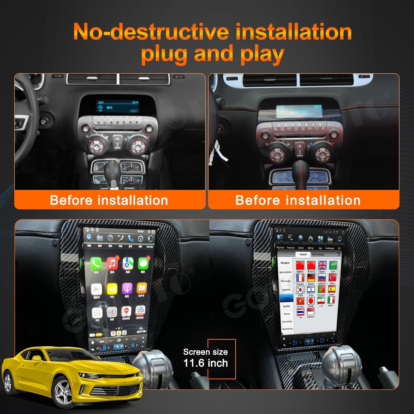 for Chevrolet Camaro 2010-2015 Car Radio for Tesla screen 2Din Stereo Receiver 128GB