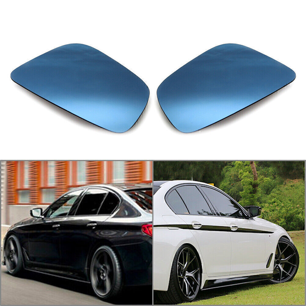 2x Fit for BMW 5Series G30 G31 2016+ Car Wing Mirror Glass Aspherical Blue Heated