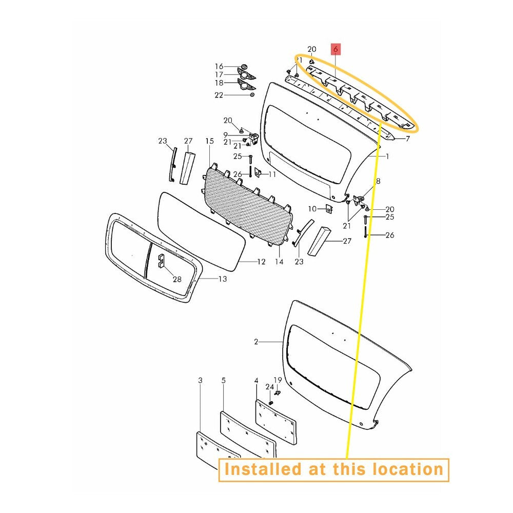 Equipment Manufacturer ( ): 3W3807181- (This refers to a specific component of the for Bentley GT's mesh upper support system.)