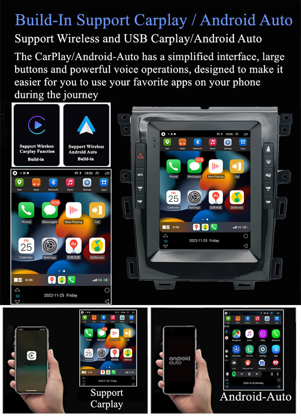 9.7 Android 12 Stereo Radio GPS Head Unit Wifi for Ford Edge 2010-2015 Carplay