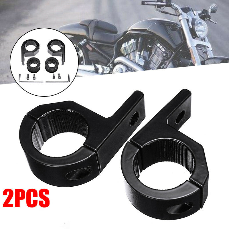 2x Motorcycle LED Headlight Clamps Brackets Tube Clamp Mount Kit Fog Light Mount
