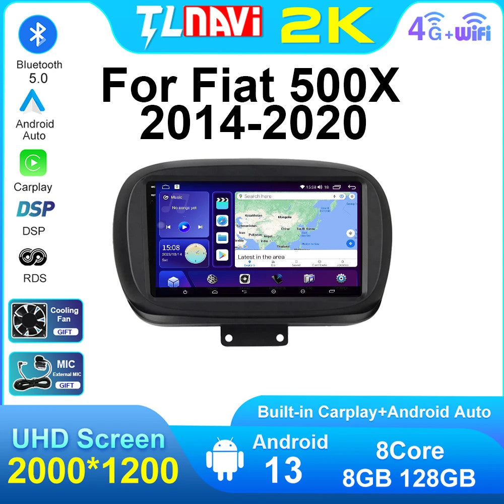Android Car Radio for Fiat 500X 2014-2020 Multimedia Stereo CarPlay GPS Screen