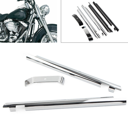 Chrome Down Tube Frame Covers Accent Trim for Harley Softail Twin Cam 00-06