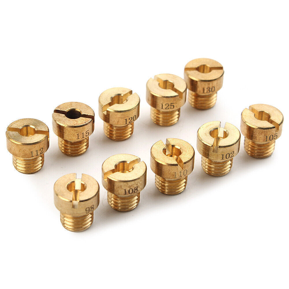 10Pcs Carburetor Main Jet For Dellorto PHBG SHA 5mm 98-110 112 115 120 125 130