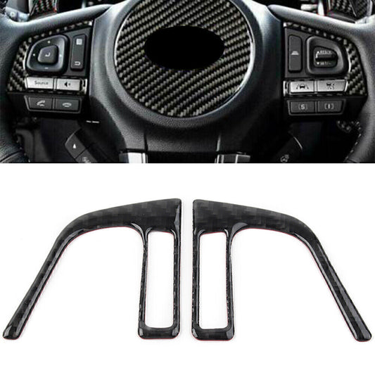 Carbon Fiber Steering Wheel Button Trim Cover for Subaru Forester 2013-2018 2017