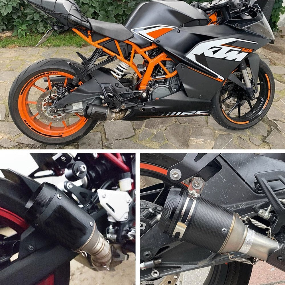 Universal 51mm Motorcycle Bike Slip on Carbon Fiber Exhaust Muffler Pipe