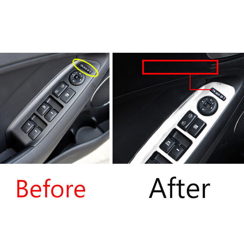 Car Glass Window Lifting Lock Cover Trim for Kia K3 Forte 2014-2018 Chrome Steel