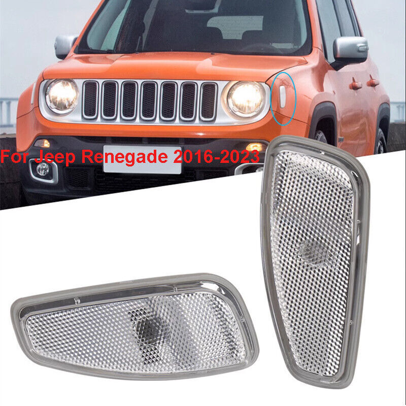 White LED Fender Side Marker Lights Turn Signal Lamps for Jeep Renegade 2016-23