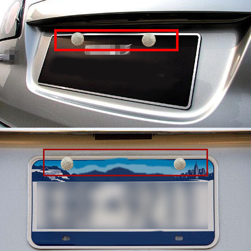 2-Piece Diamond Sparkling Cap Automatic Screw Bolt Cap Crystal Sparkling License Plate Frame