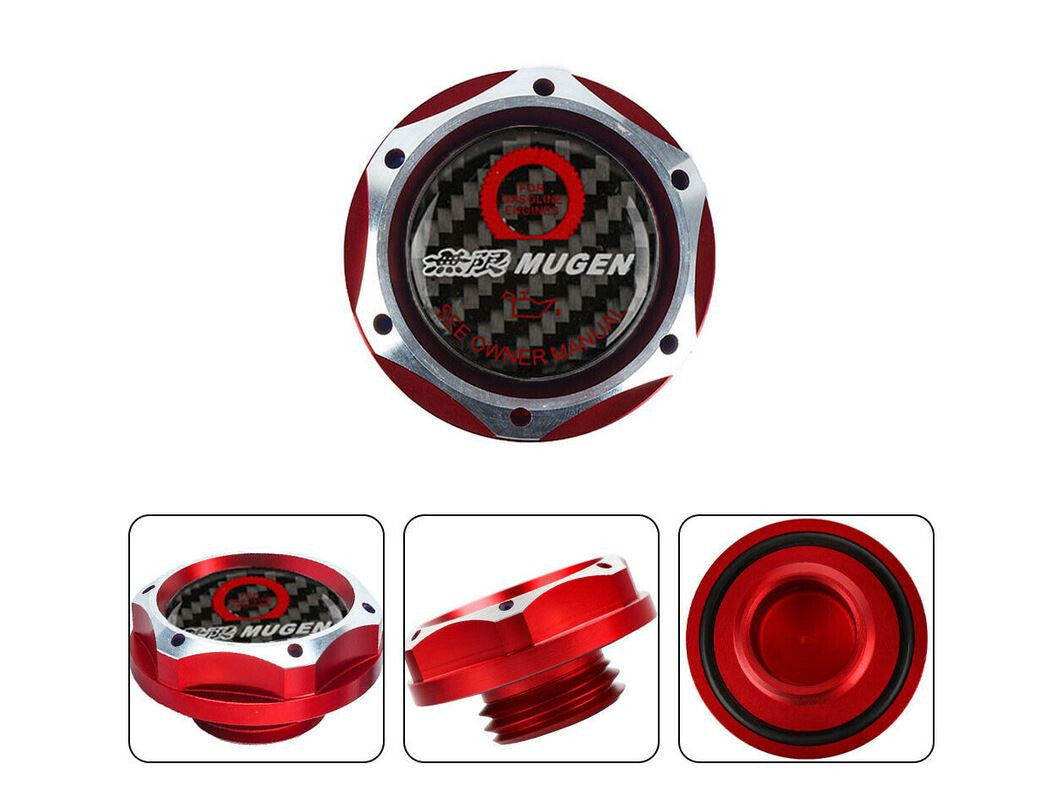 Red carbon oil filler cap for JDM Mugen engines, suitable for Honda for Civic and for Acura .