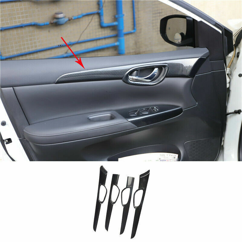 4pcs Carbon Fiber Interior Door Panel Cover For 2013-2019 for Nissan Sentra Sylphy