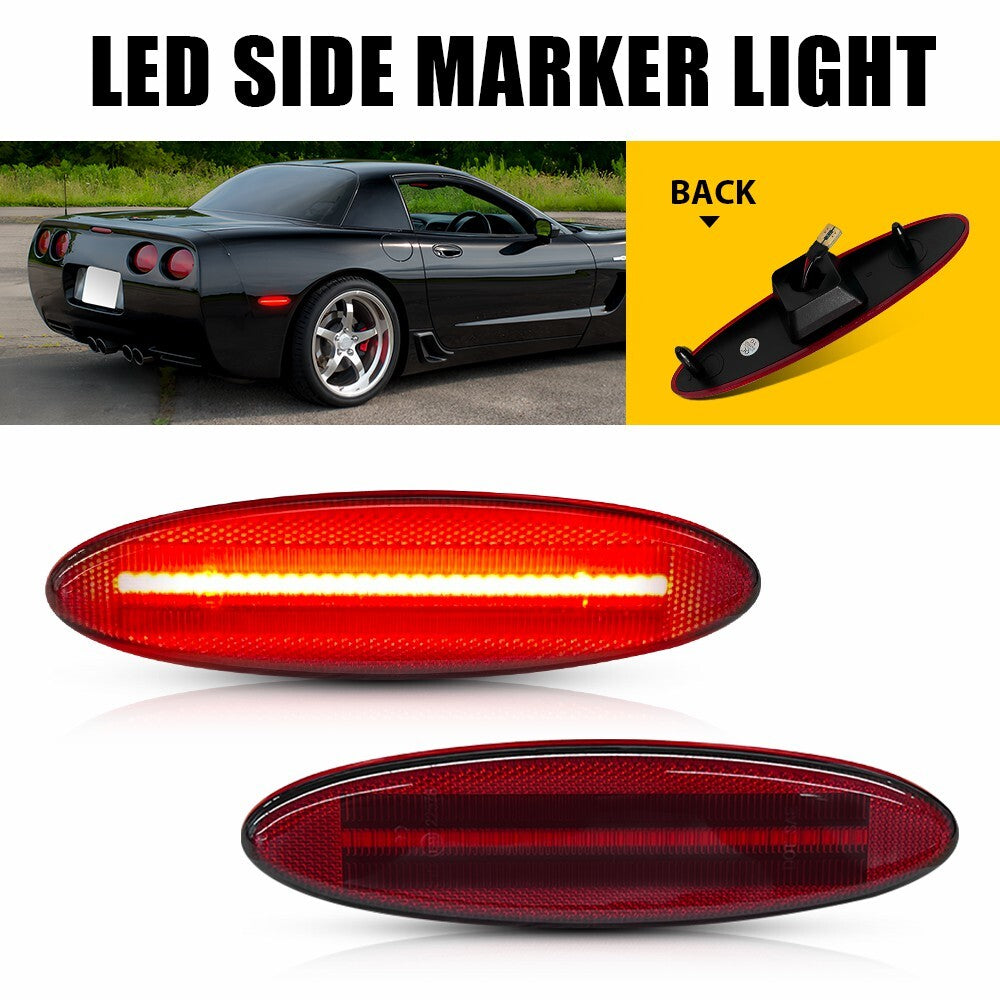 Red LED rear bumper fender side marker lights applicable to 1997-2004 for Chevrolet for Corvette C5 B
