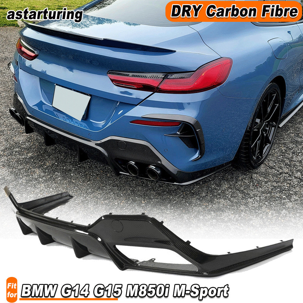 for BMW 8 Series G14 G15 M850i M-Sport 2018-2023 DRY Carbon Rear Bumper Diffuser