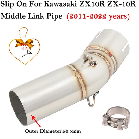 Slip On for Kawasaki ZX10R 2011-2022 Exhaust Escape Mid Link Pipe 51MM Muffler