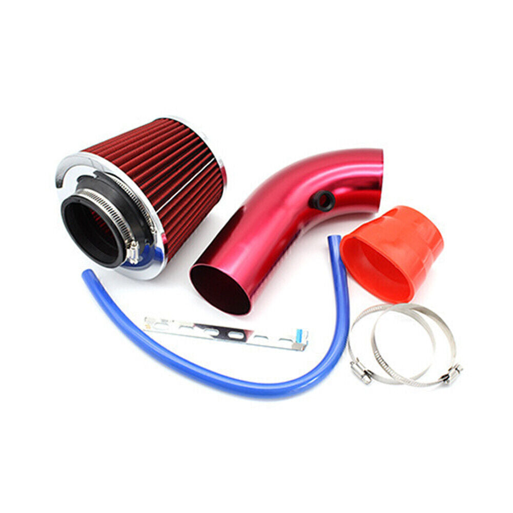 Cold Air Intake Filter Induction Kit Pipe Power Flow Hose System Universal Red