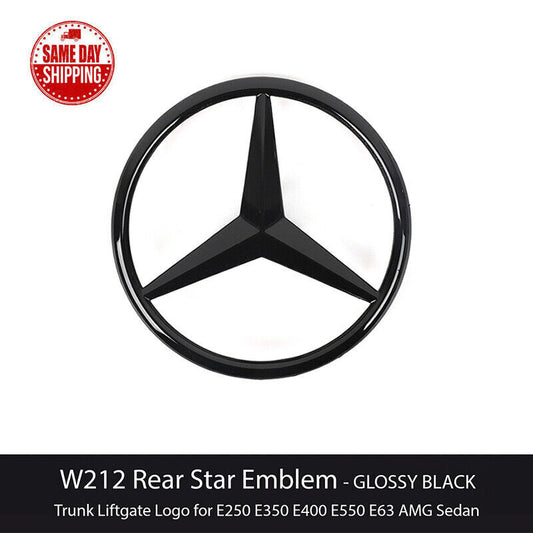 New for Mercedes-Benz E-Class W212 Rear Badge with Glossy Black Star on Trunk Lid