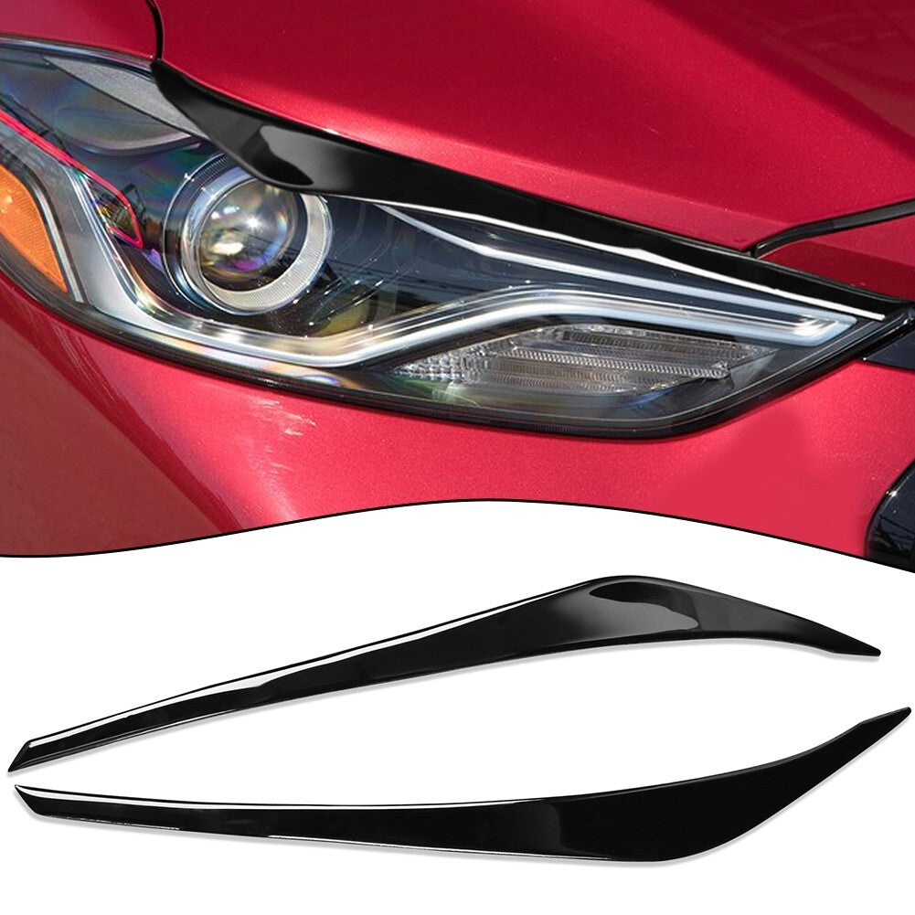 Eyelids Headlight Eyebrows Trim for Hyundai for Elantra 2016-2018 Glossy Black