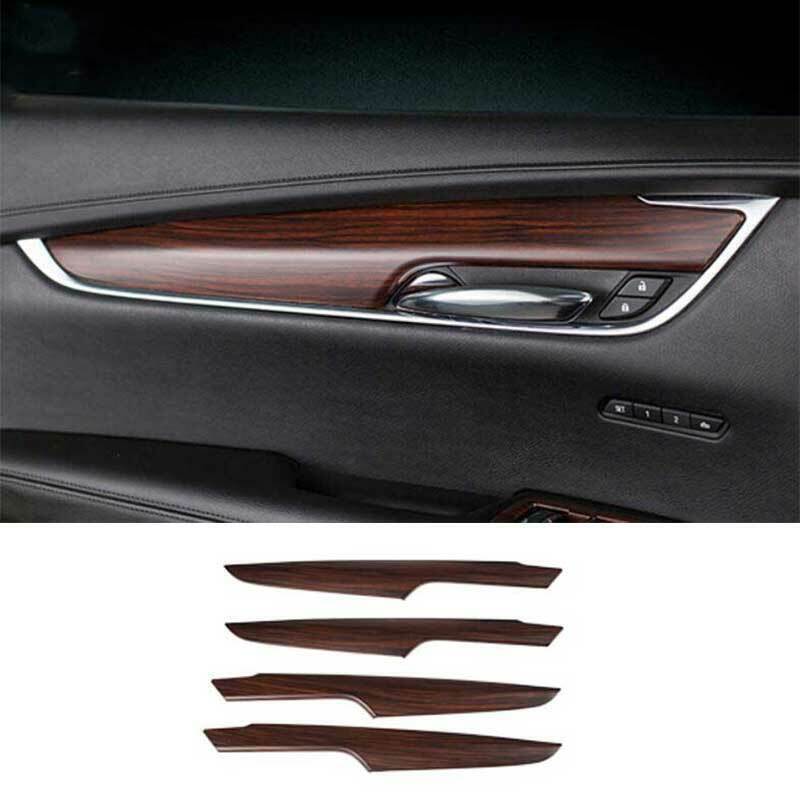 for Cadillac XT5 2017-22 Wood Grain ABS Interior Door Panel Strip Cover Trim 4Pc
